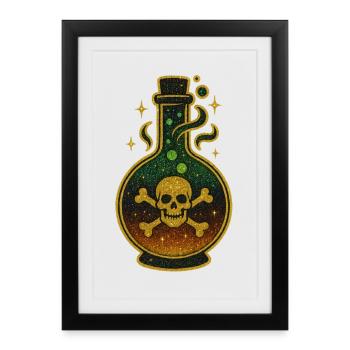 Halloween Poison Bottle | Glittering Skull Vial - Framed poster (27 × 37 cm) - black - Front