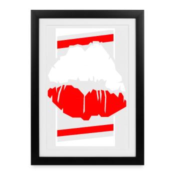 Poland Lips Contrast Pop Art - Framed poster (27 × 37 cm) - black - Front