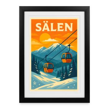 Sälen Sunset Funicular - Framed poster (27 × 37 cm) - black - Front