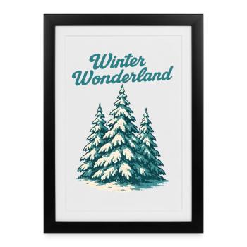 Féérie hivernale Sapins - Affiche encadrée (27 × 37 cm) - noir - Devant