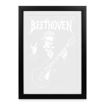 Guitare métal Beethoven - Affiche encadrée (27 × 37 cm) - noir - Devant