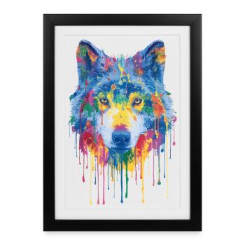 Loup - Affiche encadrée (27 × 37 cm) - noir - Devant