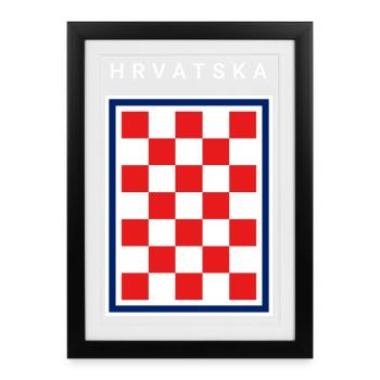 Hrvatska Checker Blue Border - Framed poster (27 × 37 cm) - black - Front