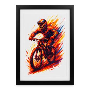 Mountainbiking Mountainbiker MTB cool Geschenk - Gerahmtes Poster (27 × 37 cm) - Schwarz - Vorne