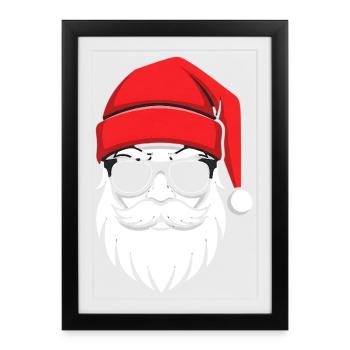 Cool Santa with beard and sunglasses - Framed poster (27 × 37 cm) - black - Front