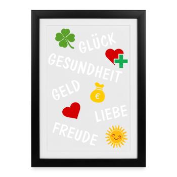 Lucky Shamrock Lucky Charm Congratulations - Framed poster (27 × 37 cm) - black - Front