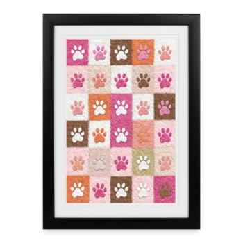 Pawprint Patchwork Plush Squares - Framed poster (27 × 37 cm) - black - Front