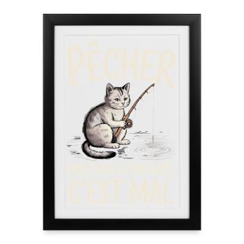 Pêcher, parce que la violence c’est mal - Affiche encadrée (27 × 37 cm) - noir - Devant