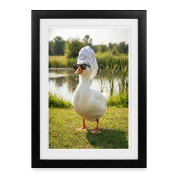 Canard Spa avec lunettes de soleil - Affiche encadrée (27 × 37 cm) - noir - Devant