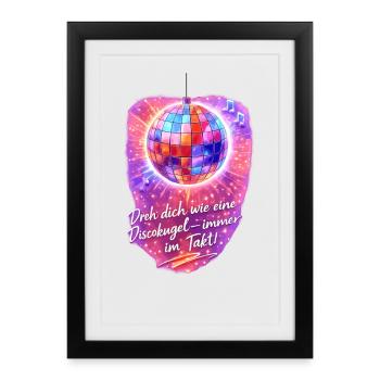 Spin like a disco ball - Framed poster (27 × 37 cm) - black - Front