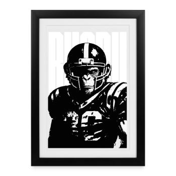 Monkey american football player - Framed poster (27 × 37 cm) - black - Front