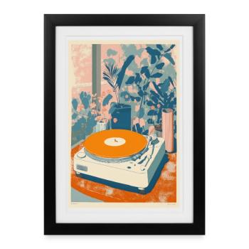 Retro Vinyl Garden Scene - Framed poster (27 × 37 cm) - black - Front