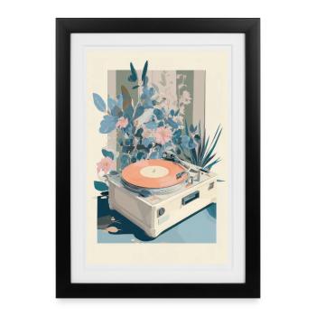 Retro Bloom Vinyl Dream - Framed poster (27 × 37 cm) - black - Front