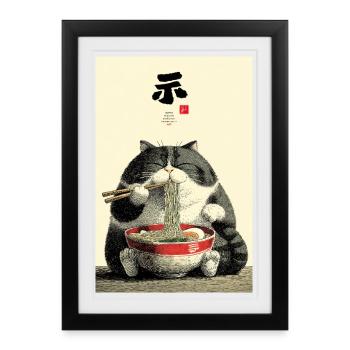 Neko Noodle Feast - Framed poster (27 × 37 cm) - black - Front