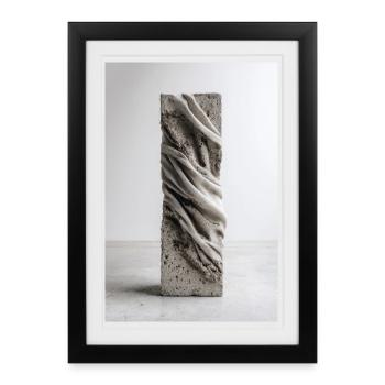 Tissu torsadé de veine en béton - Affiche encadrée (27 × 37 cm) - noir - Devant
