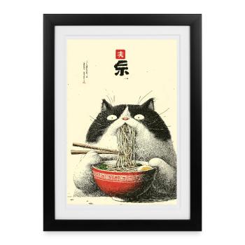 Neko Noodle Feast - Framed poster (27 × 37 cm) - black - Front