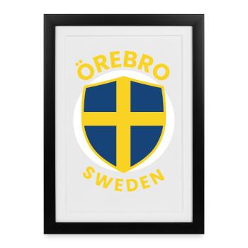 Örebro Sköld, Suède - Affiche encadrée (27 × 37 cm) - noir - Devant