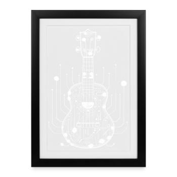 Ukulele Sketch - Framed poster (27 × 37 cm) - black - Front