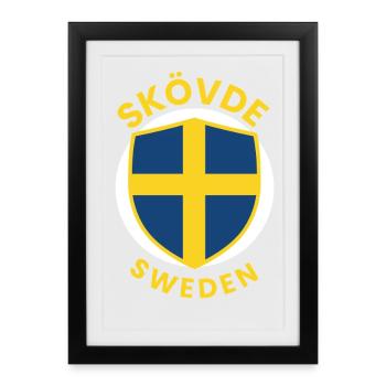 Emblème de l’écu de Skövde Suède - Affiche encadrée (27 × 37 cm) - noir - Devant