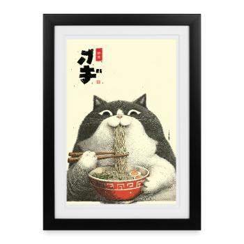 Neko Ramen Feast - Framed poster (27 × 37 cm) - black - Front