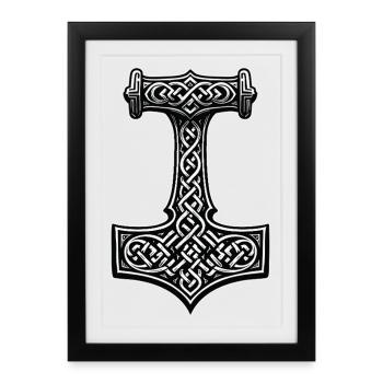 Symbole du nœud viking de Mjölnir - Affiche encadrée (27 × 37 cm) - noir - Devant