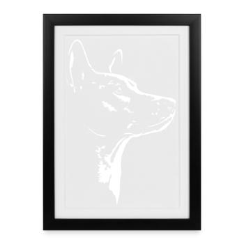 Basenji Silhouette Chien Wilsigns - Affiche encadrée (27 × 37 cm) - noir - Devant