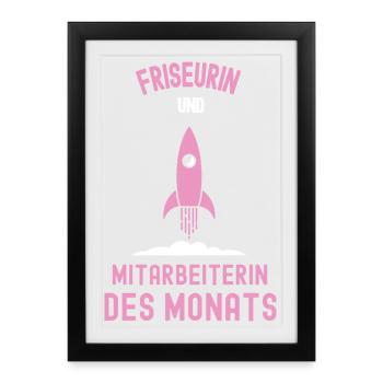 Meilleur coiffeur, Employé du mois, Coiffeur - Affiche encadrée (27 × 37 cm) - noir - Devant