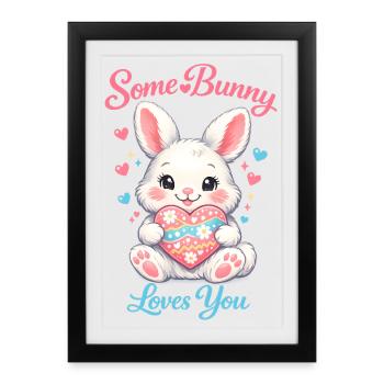 Lapin de Pâques dans la poche poitrine - Affiche encadrée (27 × 37 cm) - noir - Devant