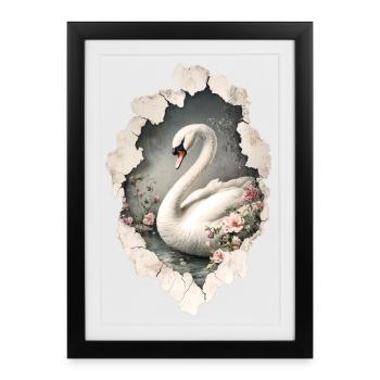swan - Framed poster (27 × 37 cm) - black - Front