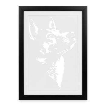 Silhouette de chien de Canaan Chien Wilsigns - Affiche encadrée (27 × 37 cm) - noir - Devant