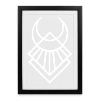 White Egyptian Lunar Symbol - Framed poster (27 × 37 cm) - black - Front