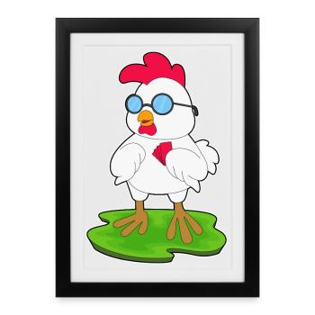 Chicken Poker Poker Card Game - Affiche encadrée (27 × 37 cm) - noir - Devant