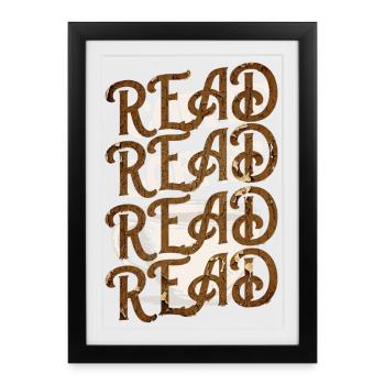 Read Design - Vintage Look with Coffee Background - Framed poster (27 × 37 cm) - black - Front