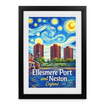 Ellesmere Port & Neston England Skyline - Framed poster (27 × 37 cm) - black - Front
