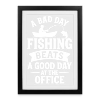 Angler saying: Better on the water than in the office - Framed poster (27 × 37 cm) - black - Front