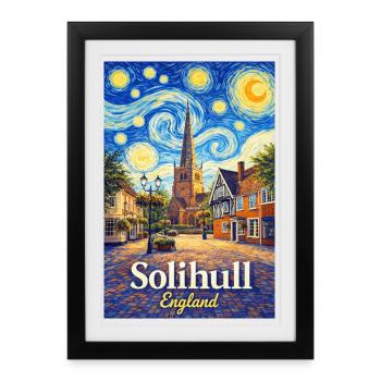 Vue de la ville de Solihull, Angleterre - Affiche encadrée (27 × 37 cm) - noir - Devant