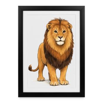 animal lion - Affiche encadrée (27 × 37 cm) - noir - Devant