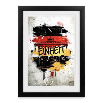 Deutsche Einheit Berlin Brandenburger Tor Poster - Gerahmtes Poster (27 × 37 cm) - Schwarz - Vorne