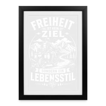 Freiheit ist ein Lebensstil Motorrad - Gerahmtes Poster (27 × 37 cm) - Schwarz - Vorne