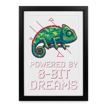 Powered 8-Bit Dreams – Pixel Chameleon - Framed poster (27 × 37 cm) - black - Front