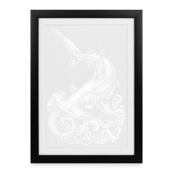 Conception du requin-marteau - Affiche encadrée (27 × 37 cm) - noir - Devant