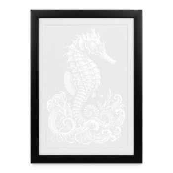 Ornate Seahorse Tide Silhouette - Framed poster (27 × 37 cm) - black - Front