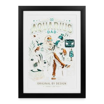 Father Aquarius Geek Cosmos - Aquarius Zodiac - Framed poster (27 × 37 cm) - black - Front