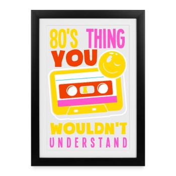 Retour rétro au design vintage des années 80 - Affiche encadrée (27 × 37 cm) - noir - Devant