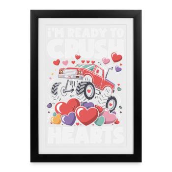 Cœur rétro design de la Saint-Valentin Amour - Affiche encadrée (27 × 37 cm) - noir - Devant