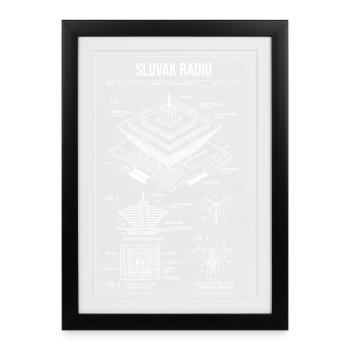 Slovak Radio Blueprint - Framed poster (27 × 37 cm) - black - Front