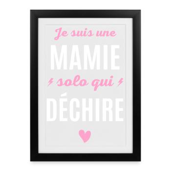 Cadeaux Mamie solo Humoristique - Affiche encadrée (27 × 37 cm) - noir - Devant