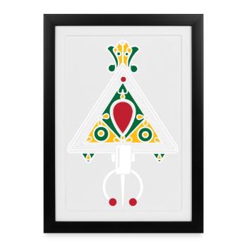 Bijoux de Kabylie Triade émaillée verte dorée - Affiche encadrée (27 × 37 cm) - noir - Devant