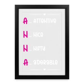 Anna Name Meaning Acrostic - Framed poster (27 × 37 cm) - black - Front