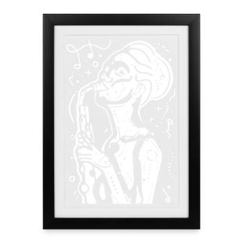 Sketch du saxophoniste - Affiche encadrée (27 × 37 cm) - noir - Devant
